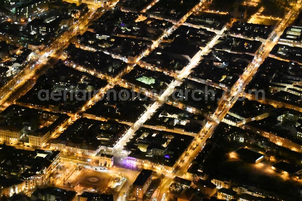 Potsdam at night from above - Night view old Town area and city center in the district Innenstadt in Potsdam in the state Brandenburg