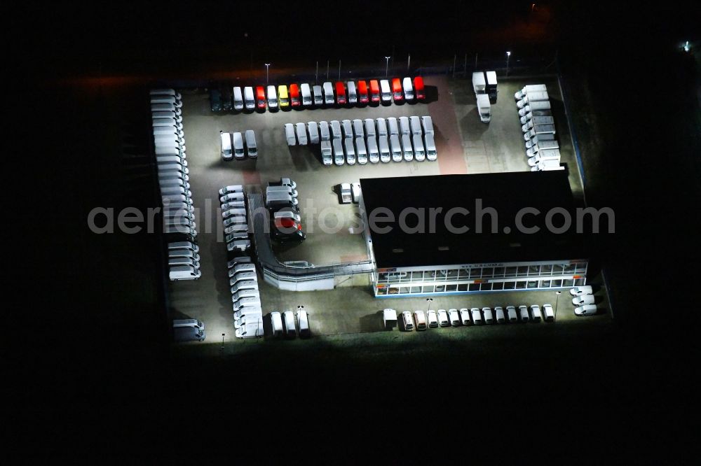 Siek at night from above - Night lighting car dealership building ACR GmbH in Siek in the state Schleswig-Holstein, Germany