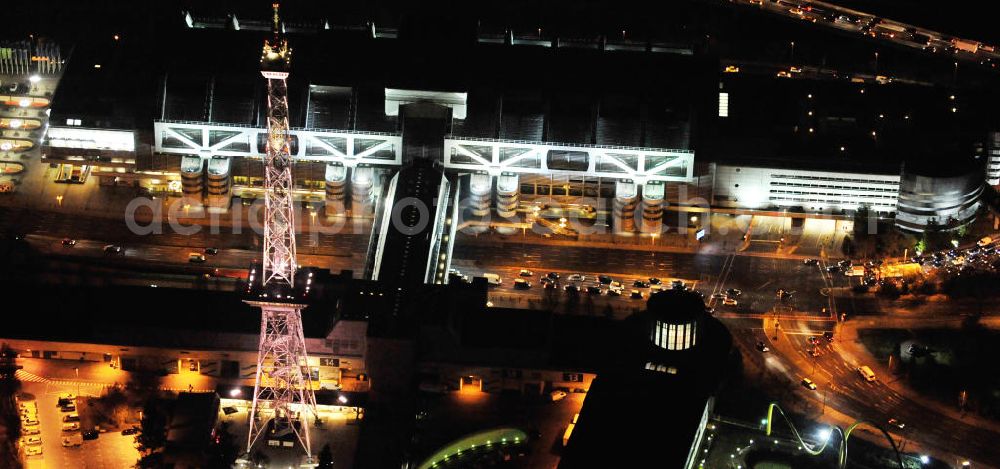 Aerial image at night Berlin - Nachtaufnahme: Der Berliner Funkturm in Charlottenburg. Night Shot: Radio tower in Berlin.