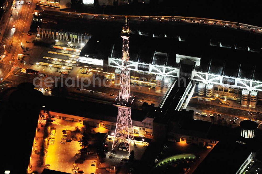 Aerial photograph at night Berlin - Nachtaufnahme: Der Berliner Funkturm in Charlottenburg. Night Shot: Radio tower in Berlin.