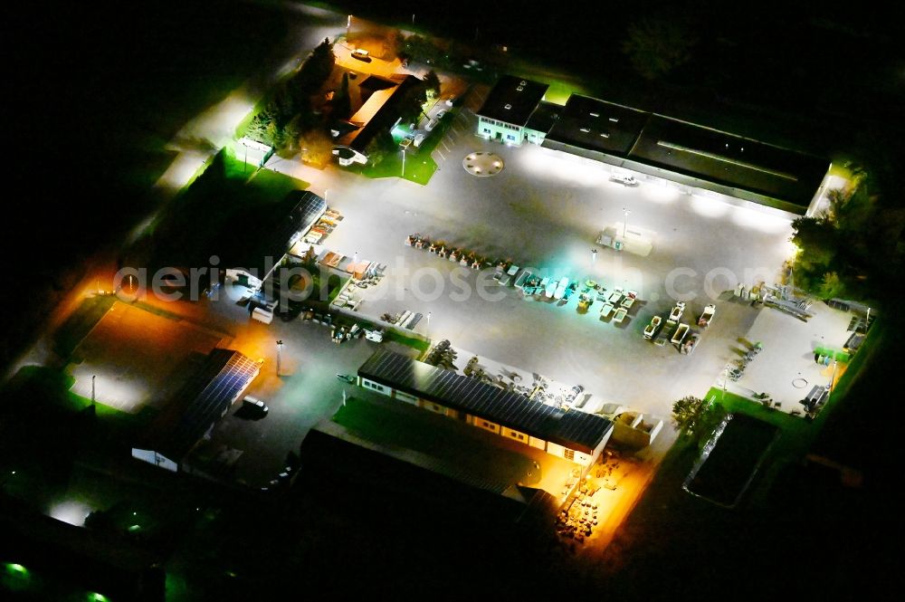 Güsten at night from above - Night lighting site of the depot of the on Neue Anlage in Guesten in the state Saxony-Anhalt, Germany