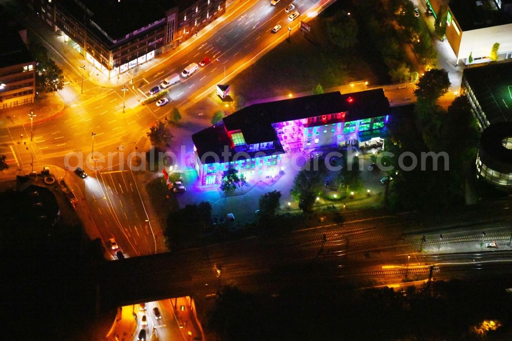 Osnabrück at night from above - Night lighting Office building - Ensemble along the Bruchstrasse at the August-Bebel-Platz in the district Innenstadt in Osnabrueck in the state Lower Saxony, Germany