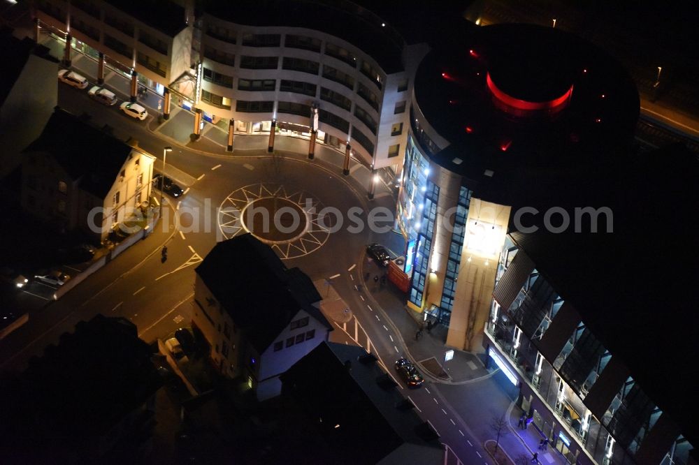 Aerial photograph at night Aschaffenburg - Night view Office building Elisenstrasse in Aschaffenburg in the state Bavaria