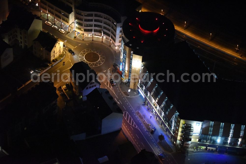 Aschaffenburg at night from above - Night view Office building Elisenstrasse in Aschaffenburg in the state Bavaria