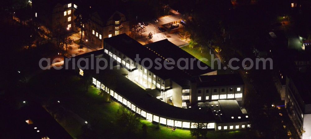 Aerial photograph at night Berlin Dahlem - Night aerial photo of the library of the department jurisprudence of the Free University of Berlin