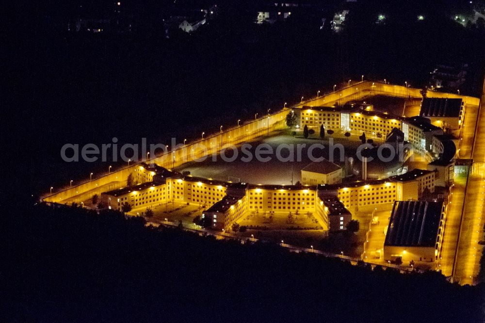 Gelsenkirchen at night from above - Night Aerial view of the prison JVA Gelsenkirchen Feldhausen