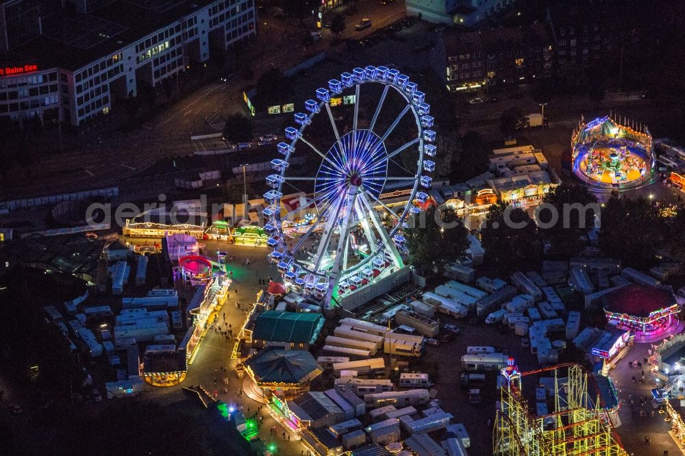 Hamburg at night from above - Night aerial view of the festival - event in Hamburger Dom in Hamburg