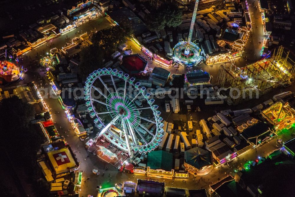 Aerial photograph at night Hamburg - Night aerial view of the festival - event in Hamburger Dom in Hamburg