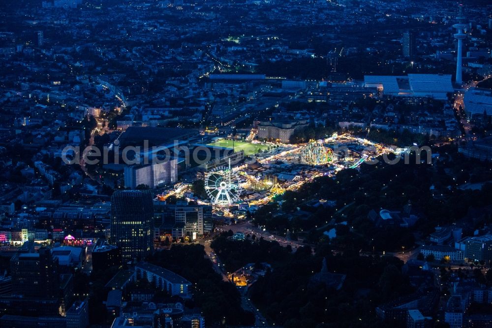 Aerial image at night Hamburg - Night aerial view of the festival - event in Hamburger Dom in Hamburg