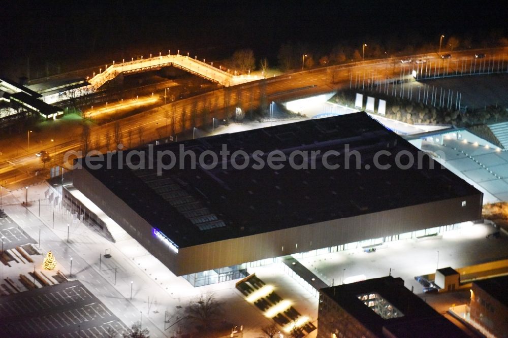 Aerial photograph at night Berlin - Night aerial view of the exhibition Venue CityCube at the exhibition grounds in Berlin Charlottenburg