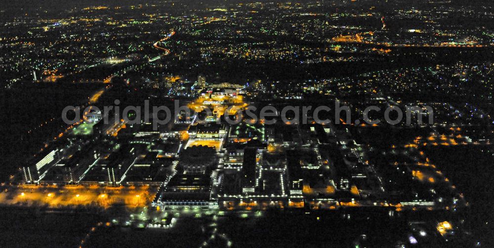 Aerial photograph at night Bochum - Nachtluftbild der Ruhr-Universität Bochum - Nordrhein-Westfalen / NW. Aerial night photograph / night shot of the university Ruhr-Universität Bochum- North Rhine-Westphalia / NW. -