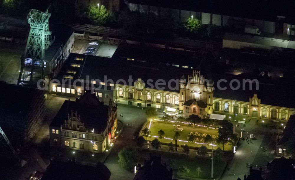 Aerial photograph at night Dortmund - The Zollern is a disused coal mine in north-western city of Dortmund, in the district Bövinghausen. It consists of two pits, which were connected underground