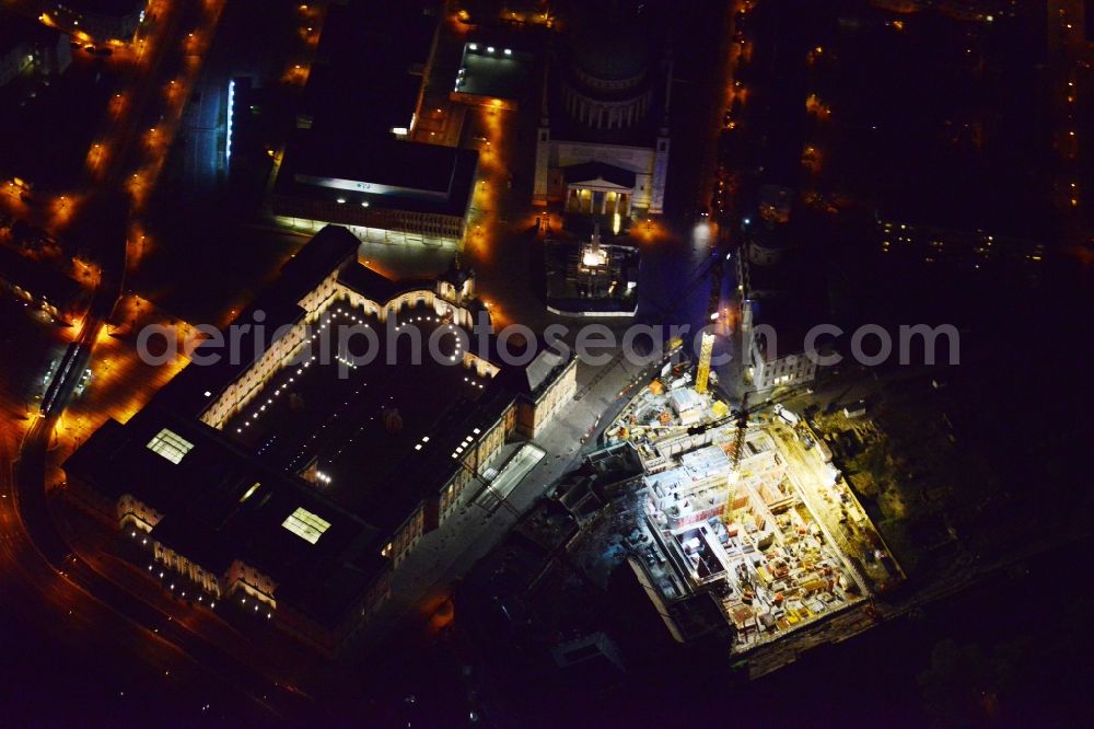 Aerial image at night Potsdam - Night aerial image of the construction project Potsdamer Mitte in Potsdam in the state Brandenburg