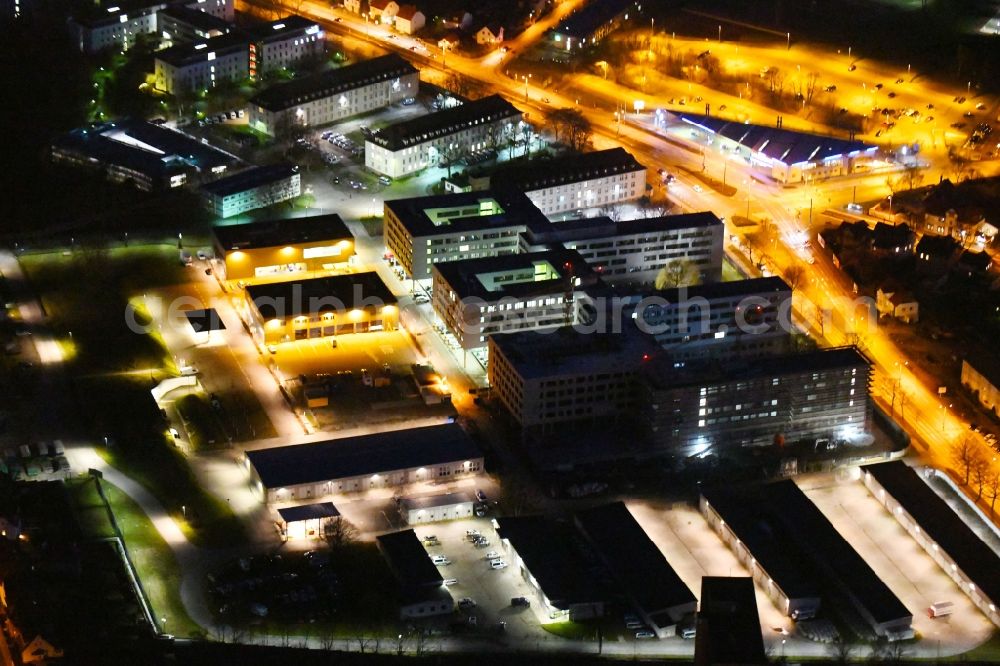 Aerial photograph at night Erfurt - Night lighting Building complex of the Lka Thueringen in Erfurt in the state Thuringia