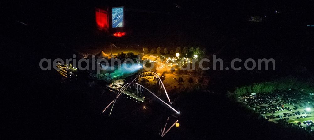 Aerial photograph at night gelsenkirchen - The North Star Park is a landscaped park on the former site of the North Star mine in Gelsenkirchen. Following closure of the North Star mine in 1993, the basic premises renovated and transformed into a landscaped park