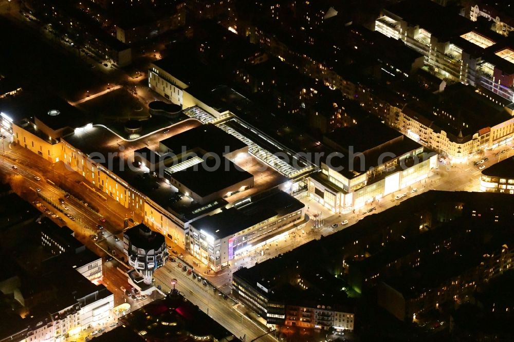 Berlin at night from above - Night lighting at the shopping center Boulevard Berlin at Schlossstrasse, Schildhornstrasse, Lepsiusstrasse, Markelstrasse in Berlin-Steglitz