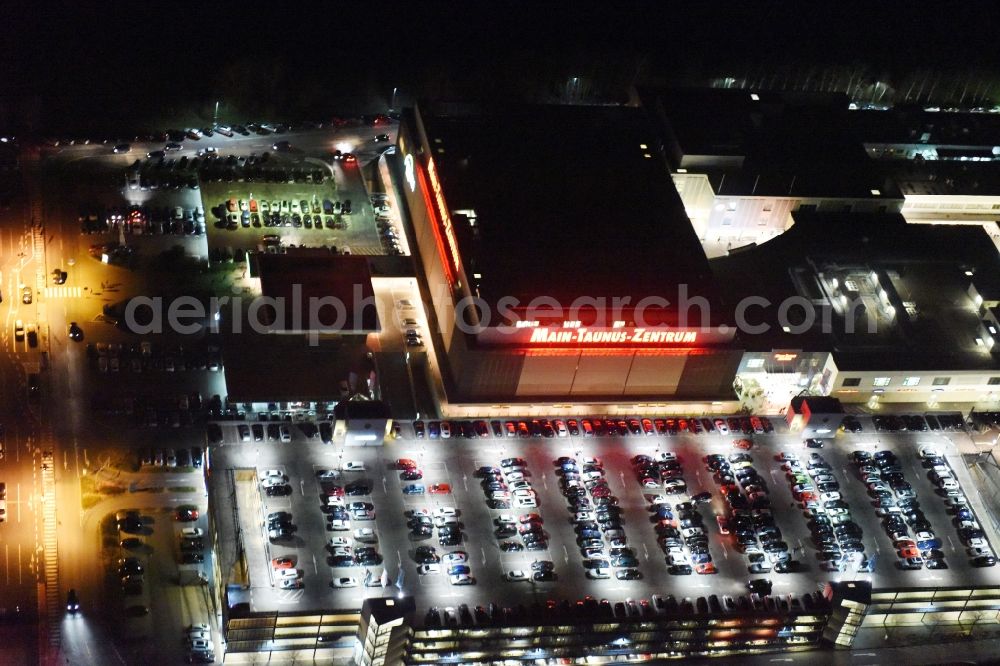 Aerial photograph at night Sulzbach (Taunus) - Night view Shopping center MTZ Main-Taunus - Center in Sulzbach / Hesse