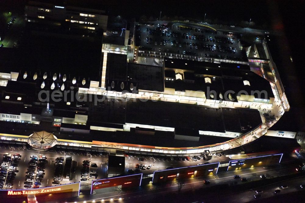 Aerial photograph at night Sulzbach (Taunus) - Night view Shopping center MTZ Main-Taunus - Center in Sulzbach / Hesse