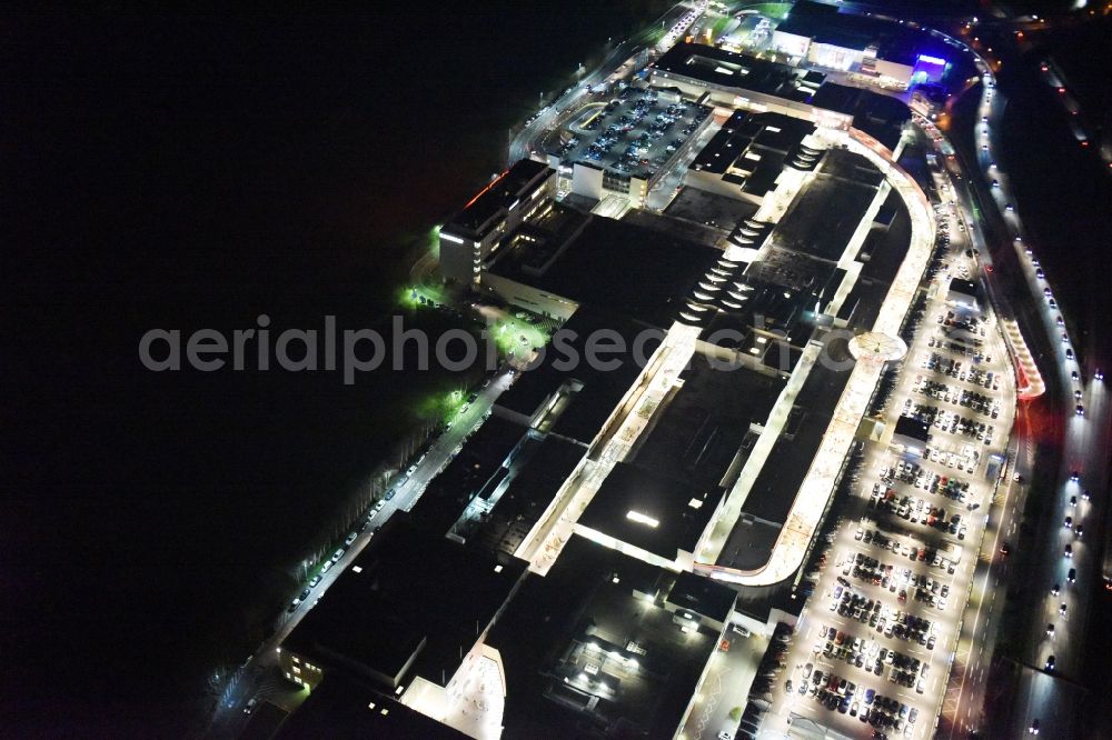 Aerial image at night Sulzbach (Taunus) - Night view Shopping center MTZ Main-Taunus - Center in Sulzbach / Hesse