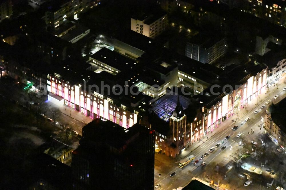 Aerial photograph at night Berlin - Night lighting Shopping center The Castle in the Schlossstrasse in Berlin destrict steglitz