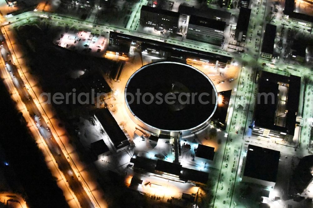 Aerial image at night Berlin - Night lighting The electron storage ring BESSY - the third generation synchrotron radiation source in Berlin - Adlershof