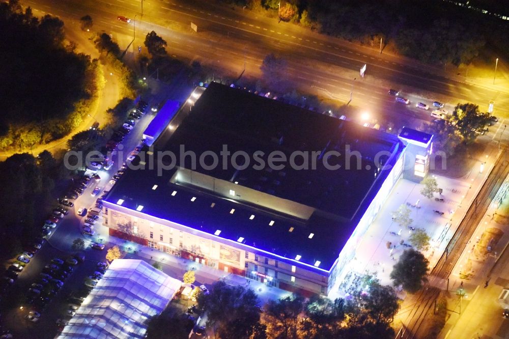 Berlin at night from above - Night view building of the cinema - movie theater UCI Kinowelt Marzahn in Berlin