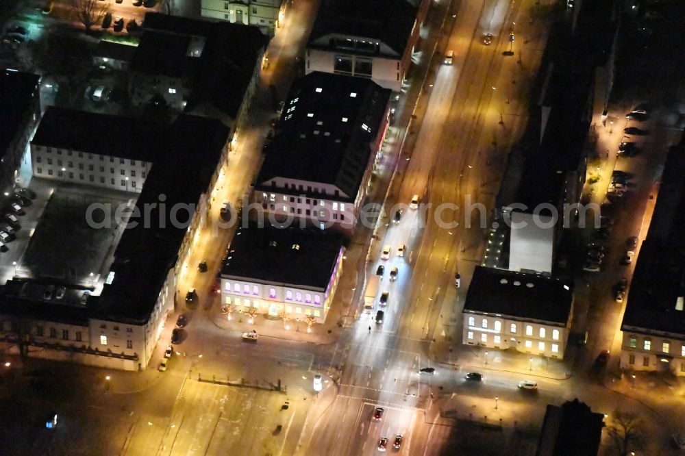 Aerial photograph at night Potsdam - Night view leisure Centre - Amusement Park Spielbank Potsdam Joker`s Garden Schlossstrasse in the district Innenstadt in Potsdam in the state Brandenburg