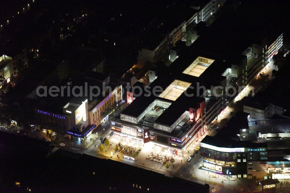 Aerial photograph at night Berlin - Night view Building of the shopping center Forum Steglitz on Schlossallee in Berlin