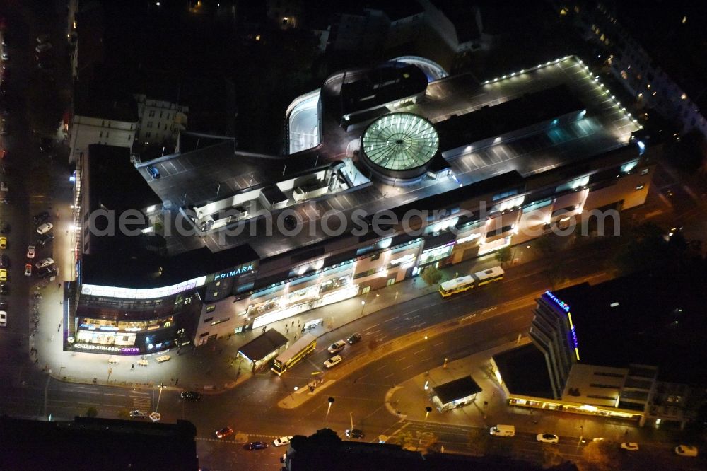 Berlin at night from above - Night view Building of the shopping center Forum Steglitz on Schlossallee in Berlin