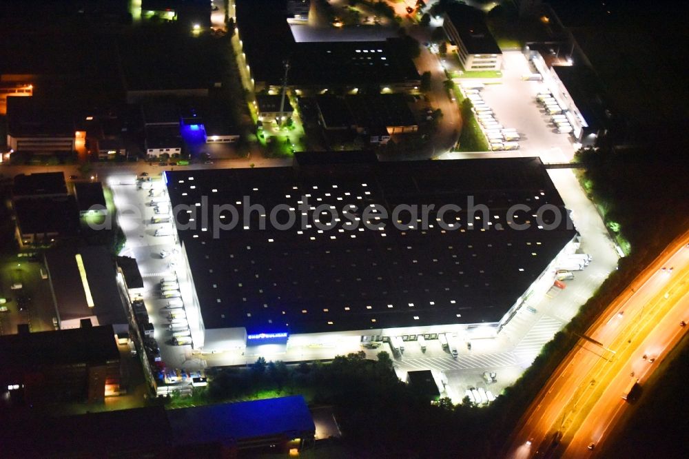 Hamburg at night from above - Night view building of the wholesale center chefs culinar north at the federal road A 7 in Hamburg