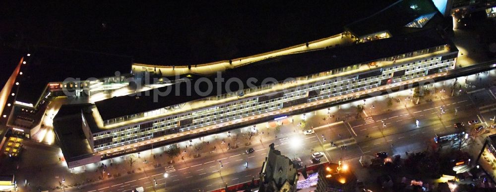 Berlin at night from above - Night view at the architectural ensemble Bikinihaus in the Budapester street in the district Charlottenburg in Berlin