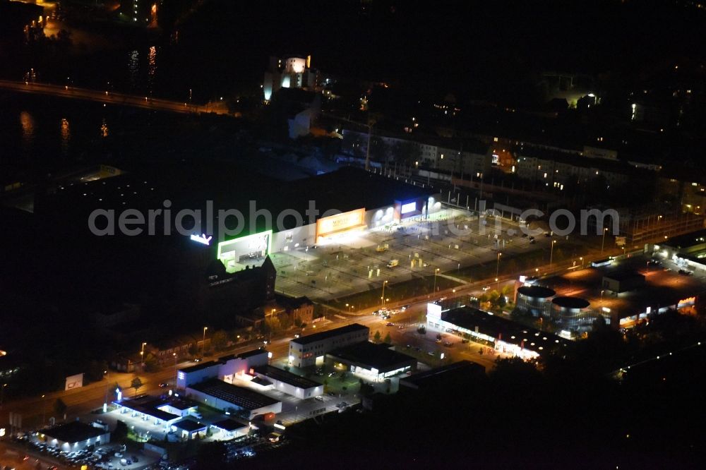 Berlin at night from above - Night view complex of the hotel building Estrel on Sonnenallee destrict im Neukoelln in Berlin in Germany