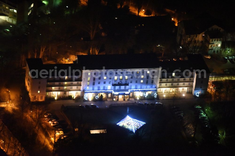 Aerial image at night Friedrichroda - Night view Complex of the hotel building RAMADA Hotel Friedrichroda am Burchardtsweg in Friedrichroda in the state Thuringia