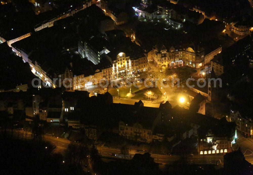 Aerial photograph at night Eisenach - Night lighting Complex of the hotel building Steigenberger Hotel Thueringer Hof in Eisenach in the state Thuringia, Germany