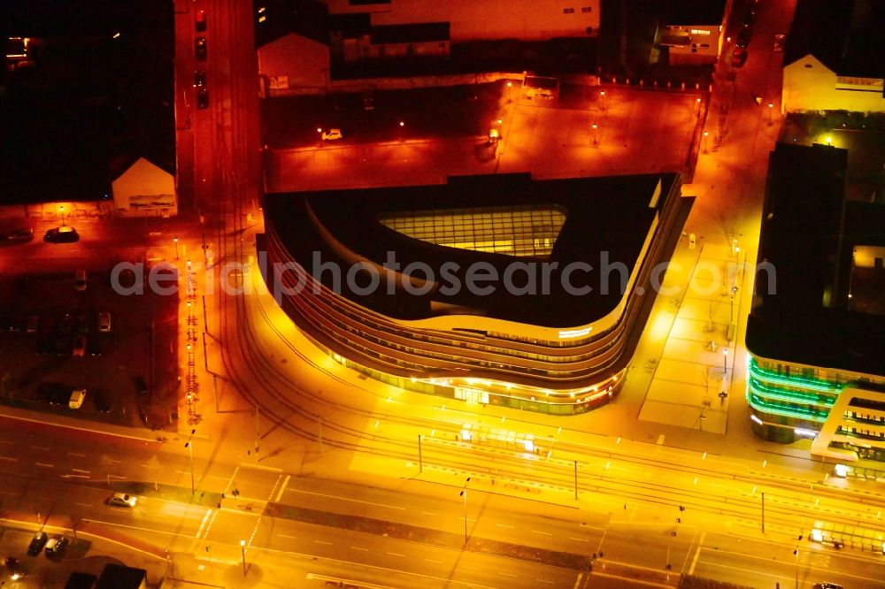 Brandenburg an der Havel at night from above - Night lighting health and medical center Gesundheitszentrum RECURA GmbH MVZ An Der Havel on Johonn-Carl-Sybel-Strasse in Brandenburg an der Havel in the state Brandenburg, Germany