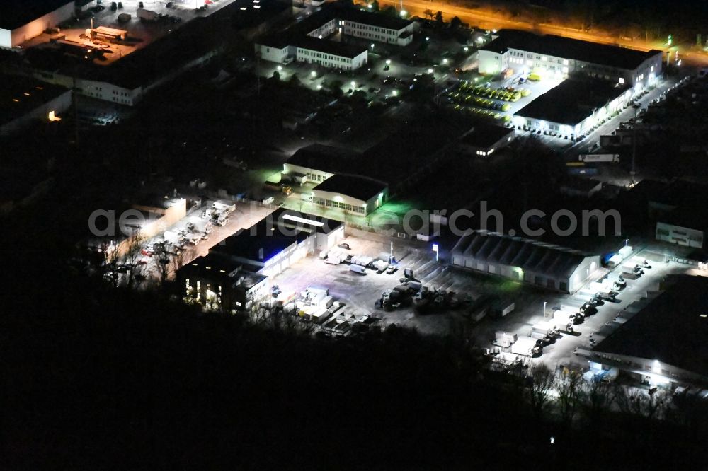 Aerial image at night Potsdam - Night view Industrial estate and company settlement in the district Potsdam Sued in Potsdam in the state Brandenburg