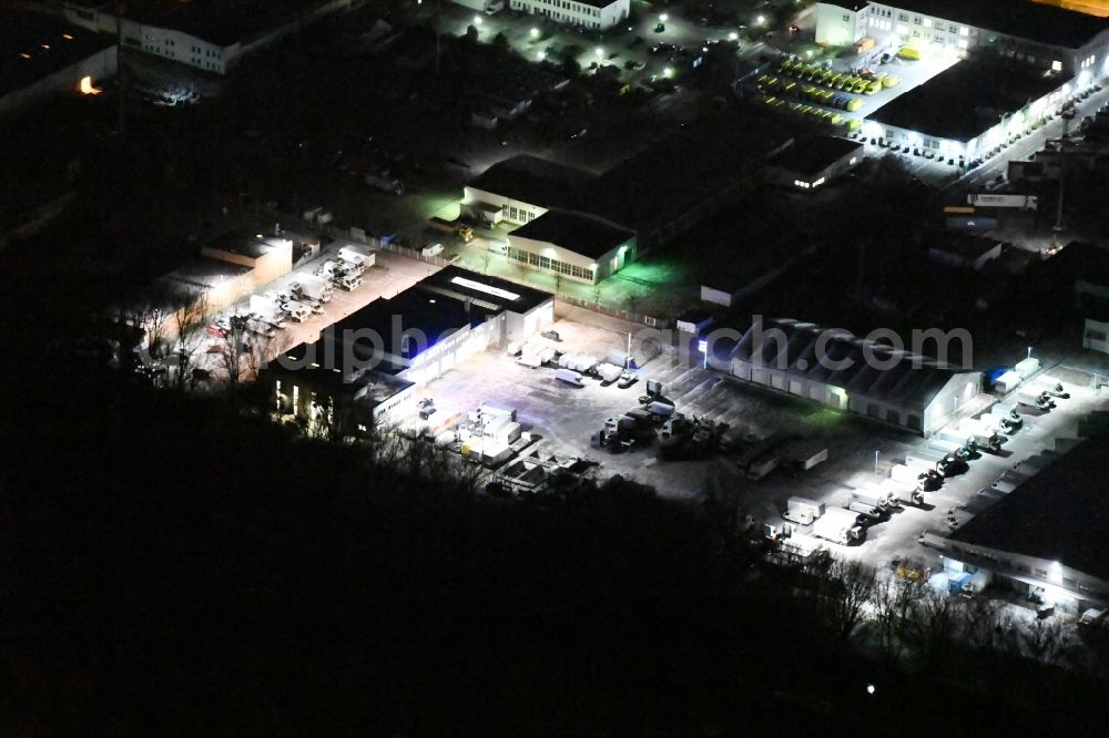 Potsdam at night from above - Night view Industrial estate and company settlement in the district Potsdam Sued in Potsdam in the state Brandenburg