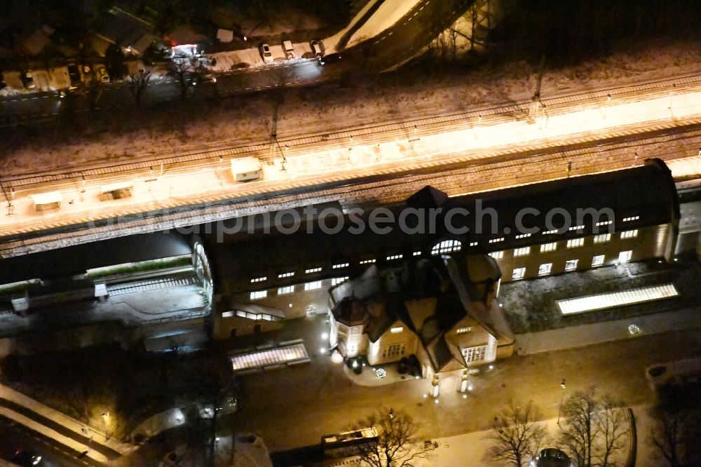 Potsdam at night from above - Night view station railway building of the Deutsche Bahn in Potsdam in the state Brandenburg