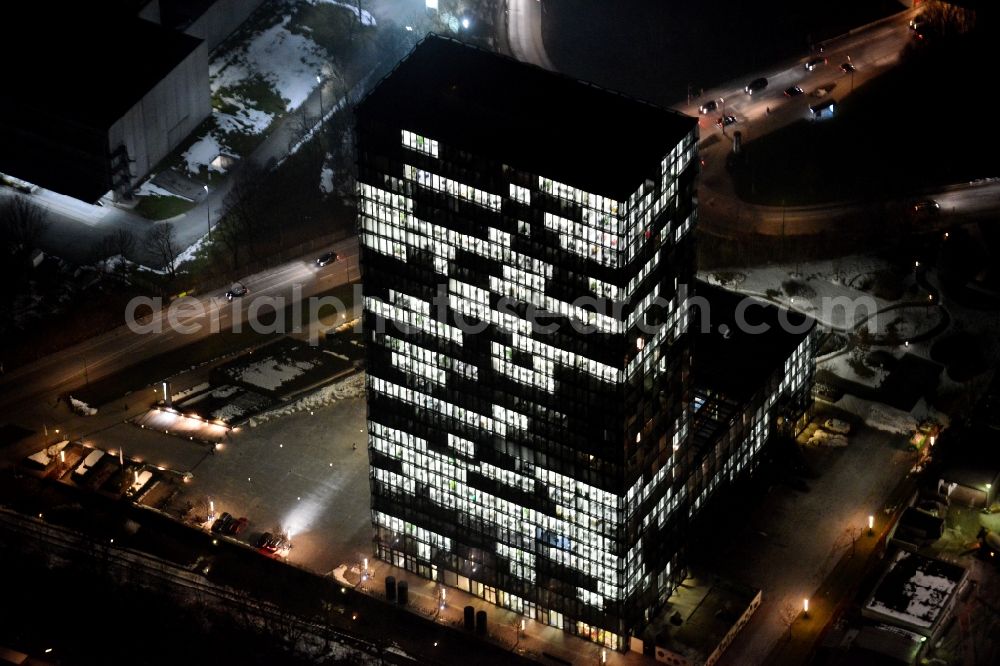 Aerial image at night München - Night aerial high Sueddeutscher Verlag in Munich Zamdorf in Bavaria