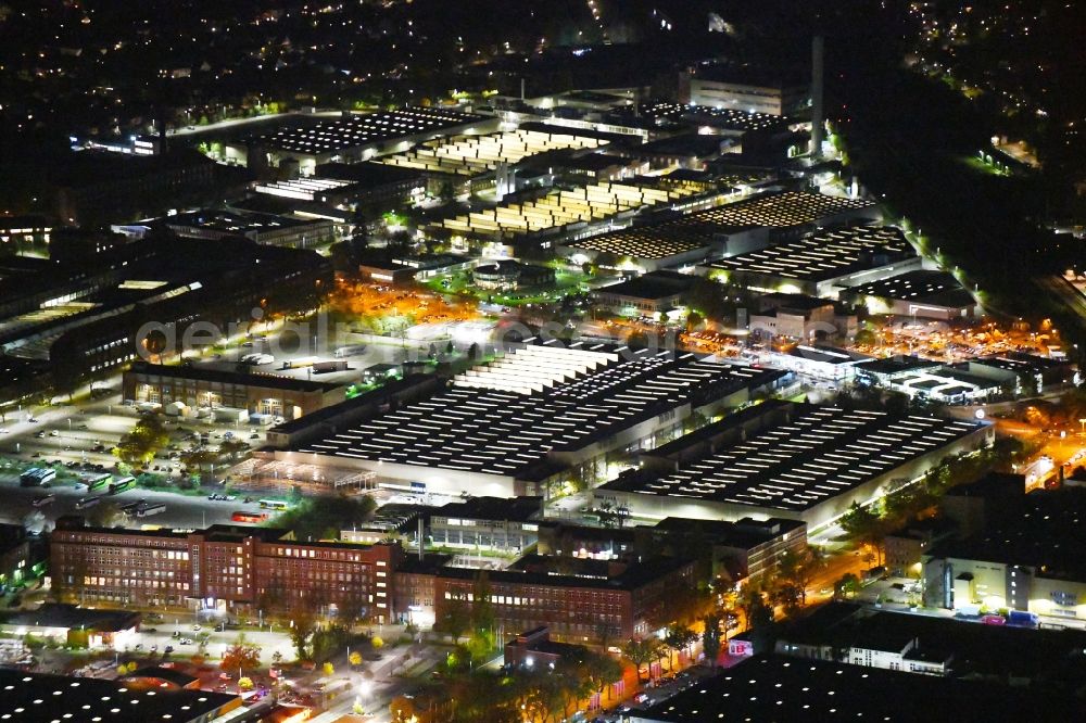 Aerial photograph at night Berlin - Night lighting industrial and commercial area in the district Mariendorf in Berlin, Germany