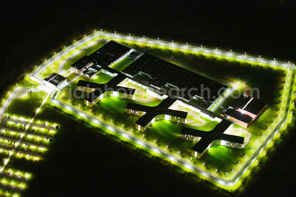 Großbeeren at night from above - Night lighting prison Heidering Grossbeeren in Teltow-Flaming in Brandenburg