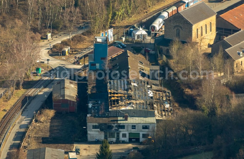 Witten at night from the bird perspective: Museum building ensemble LWL-Industriemuseum Zeche Nachtigall in Witten in the state North Rhine-Westphalia, Germany