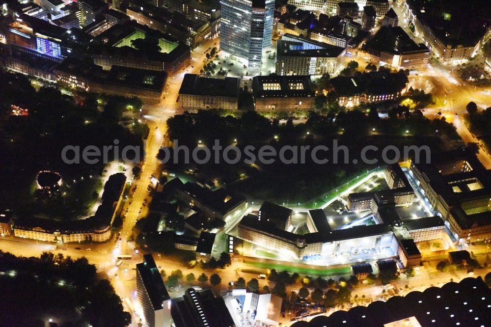 Aerial image at night Hamburg - Night view grounds of the prison remand center in Hamburg. The detention center in Hamburg, is an institution of the closed operation with a central hospital