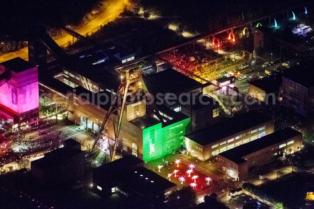 Aerial photograph at night Essen - Aerial view of the night on the occasion Night of Industrial Culture in Action extra layer 2012 over the World Cultural Heritage Zollverein Essen