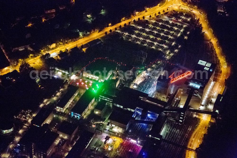 Aerial photograph at night Essen - Aerial view of the night on the occasion Night of Industrial Culture in Action extra layer 2012 over the World Cultural Heritage Zollverein Essen