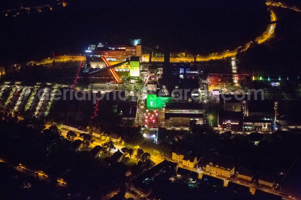 Aerial photograph at night Essen - Aerial view of the night on the occasion Night of Industrial Culture in Action extra layer 2012 over the World Cultural Heritage Zollverein Essen