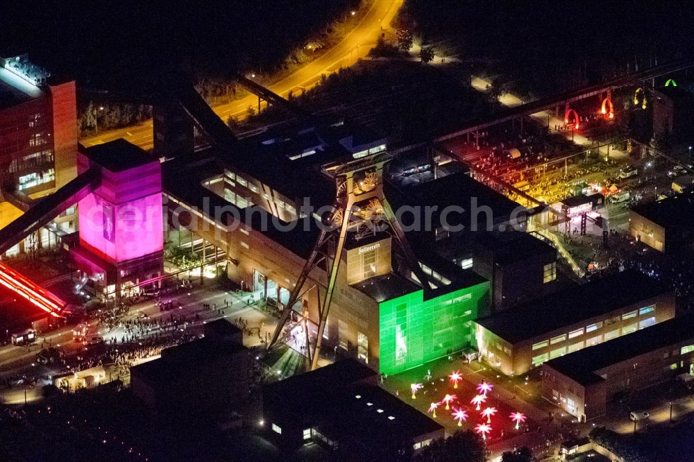 Aerial photograph at night Essen - Aerial view of the night on the occasion Night of Industrial Culture in Action extra layer 2012 over the World Cultural Heritage Zollverein Essen