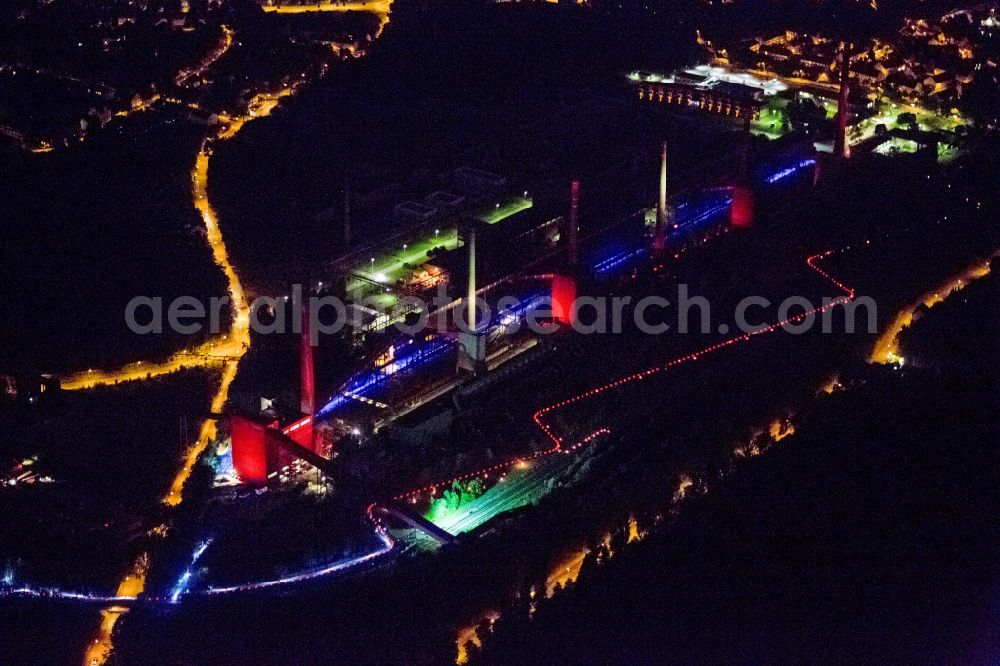 Aerial image at night Essen - Aerial view of the night on the occasion Night of Industrial Culture in Action extra layer 2012 over the World Cultural Heritage Zollverein Essen