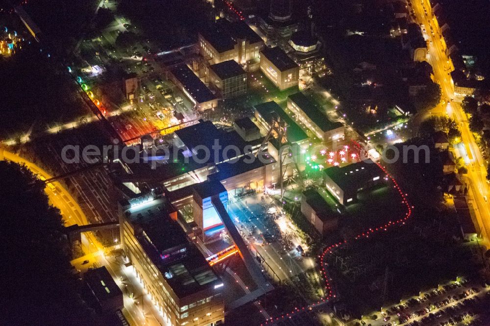 Aerial photograph at night Essen - Aerial view of the night on the occasion Night of Industrial Culture in Action extra layer 2012 over the World Cultural Heritage Zollverein Essen