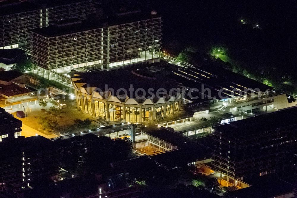 Aerial image at night Bochum - Night shot of campus Ruhr-University Bochum RUB